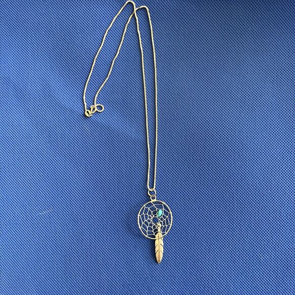 Unbranded Jewelry - Dream Catcher Feather Turquoise Pendant Necklace Italian 925 Silver Vintage